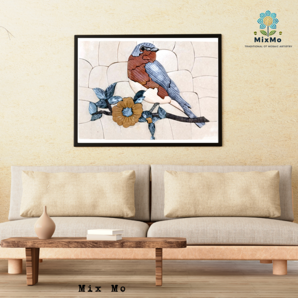 ⁦Enchanting Bird Mosaic Art | Handcrafted 40 x 60 cm Recycled Stone Artwork⁩ - الصورة ⁦3⁩