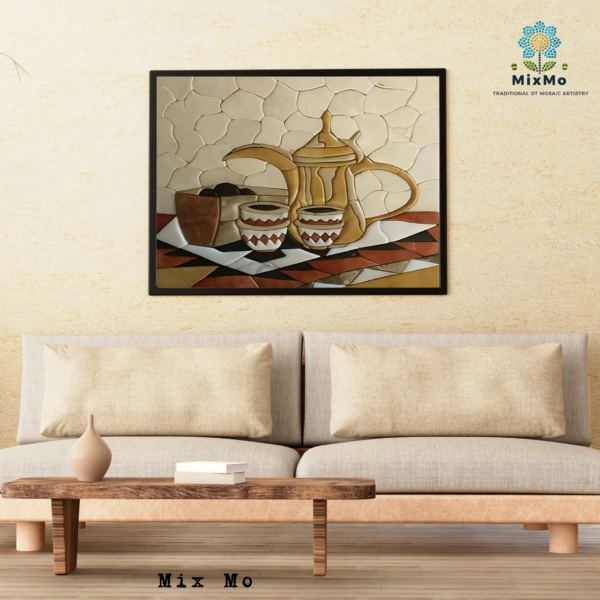 ⁦Large Arabic Coffee Pot Mosaic Artwork - 40 x 60 cm (Customizable)⁩ - الصورة ⁦2⁩