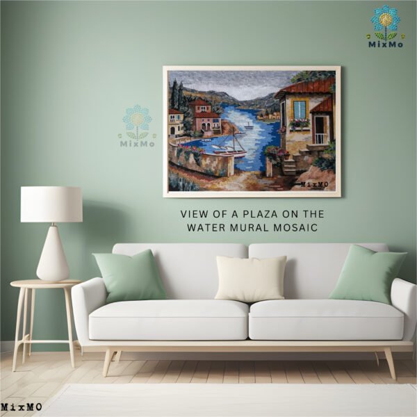 ⁦Natural House on a River Mosaic Artwork - 80x110 cm⁩ - الصورة ⁦2⁩