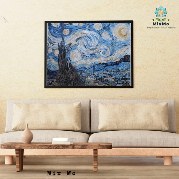 ⁦Starry Night Mosaic | 80 x 100 cm Celestial Mosaic Artwork for Interior Wall Décor⁩ - الصورة ⁦2⁩