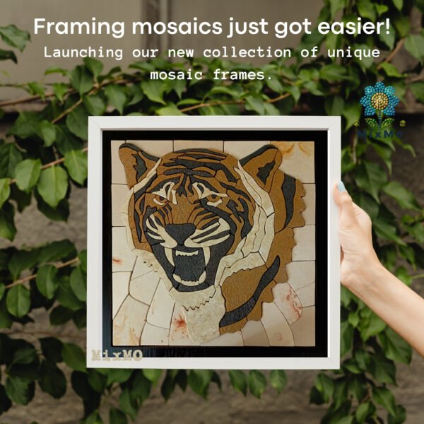 ⁦TIGER MOSAIC BACKSPLASH | Wild Jungle Animal Mosaic Murals For Living Room Walls | Tiger Face Artwork Tiles For Interior Room Walls Decor 50*50cm⁩ - الصورة ⁦3⁩