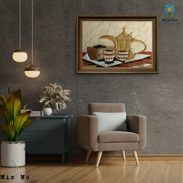 ⁦Large Arabic Coffee Pot Mosaic Artwork - 40 x 60 cm (Customizable)⁩ - الصورة ⁦3⁩