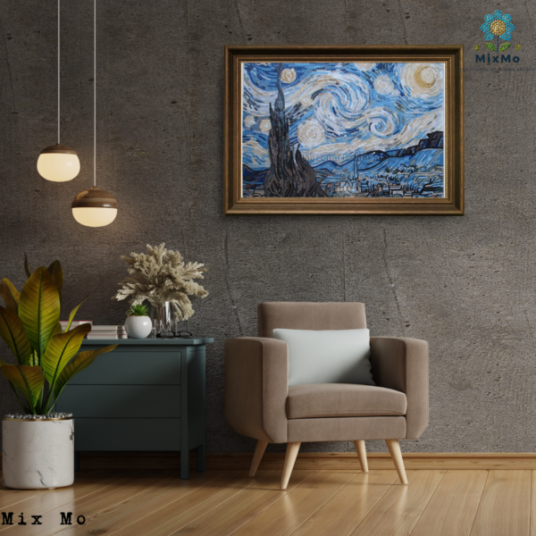 ⁦Starry Night Mosaic | 80 x 100 cm Celestial Mosaic Artwork for Interior Wall Décor⁩ - الصورة ⁦3⁩
