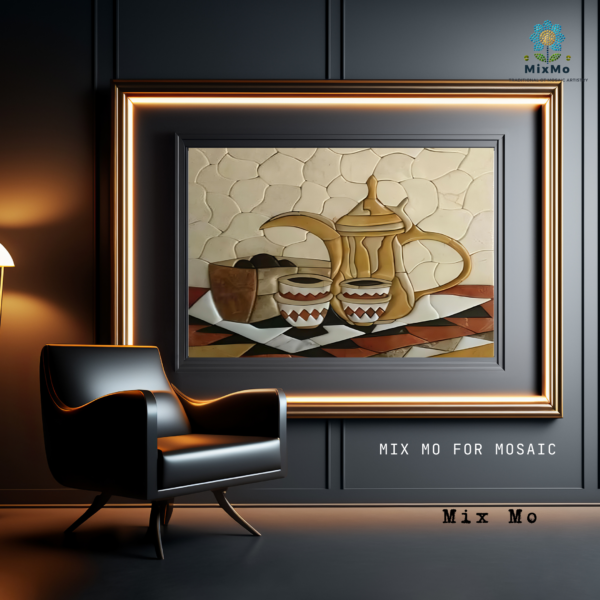 ⁦Large Arabic Coffee Pot Mosaic Artwork - 40 x 60 cm (Customizable)⁩ - الصورة ⁦4⁩