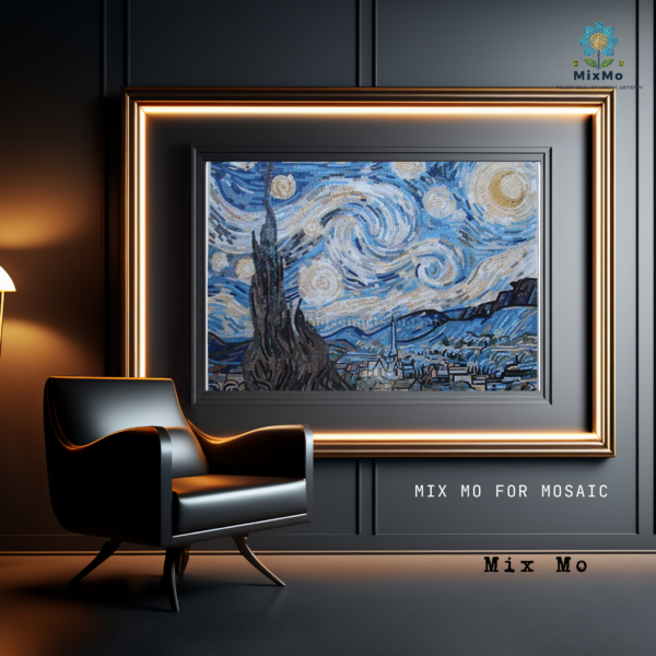 ⁦Starry Night Mosaic | 80 x 100 cm Celestial Mosaic Artwork for Interior Wall Décor⁩ - الصورة ⁦4⁩