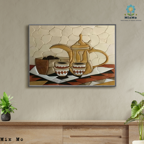 ⁦Large Arabic Coffee Pot Mosaic Artwork - 40 x 60 cm (Customizable)⁩ - الصورة ⁦5⁩