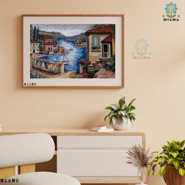⁦Natural House on a River Mosaic Artwork - 80x110 cm⁩ - الصورة ⁦5⁩