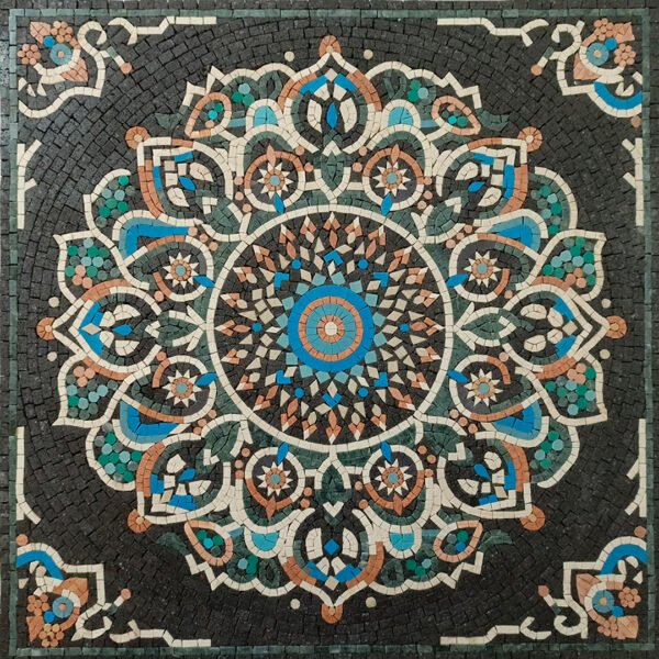 Geometrical Floral Mosaic - Floral Art Mosaic Tiles For New Home Hallway Entry - 75 x 75 cm