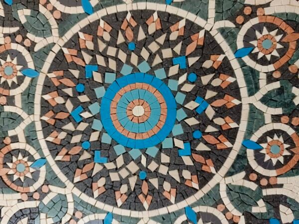 ⁦Geometrical Floral Mosaic - Floral Art Mosaic Tiles For New Home Hallway Entry - 75 x 75 cm⁩ - الصورة ⁦2⁩