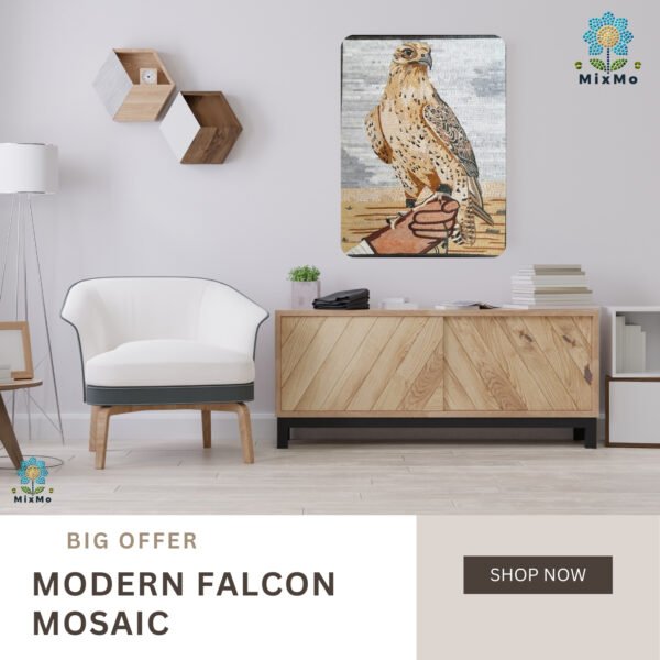 ⁦Majestic Spotted Falcon Mosaic Wall Art – 40 x 60 cm⁩ - الصورة ⁦2⁩