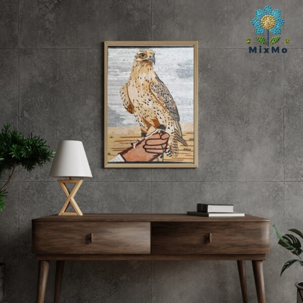 ⁦Majestic Spotted Falcon Mosaic Wall Art – 40 x 60 cm⁩ - الصورة ⁦3⁩