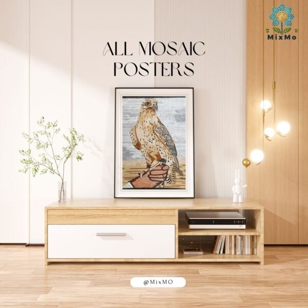⁦Majestic Spotted Falcon Mosaic Wall Art – 40 x 60 cm⁩ - الصورة ⁦4⁩