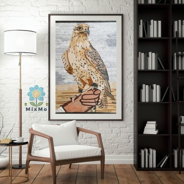 ⁦Majestic Spotted Falcon Mosaic Wall Art – 40 x 60 cm⁩ - الصورة ⁦5⁩