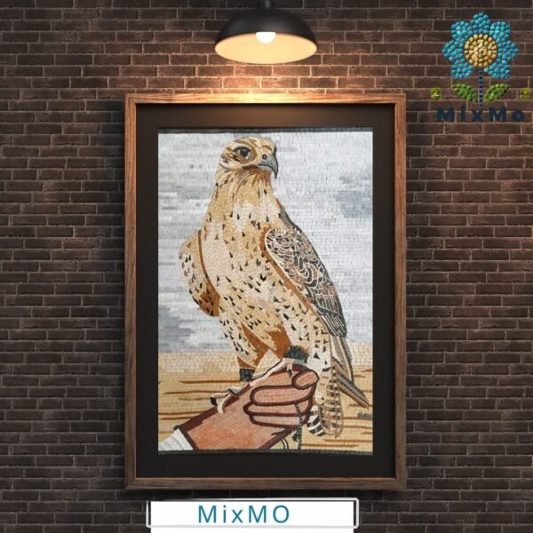 ⁦Majestic Spotted Falcon Mosaic Wall Art – 40 x 60 cm⁩ - الصورة ⁦6⁩