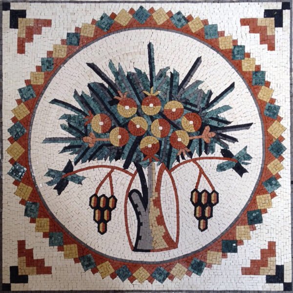 Madaba Tree Square Mosaic - 50 x 50 cm