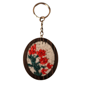 Red Rose Handmade Mosaic Keychain – Natural Stone