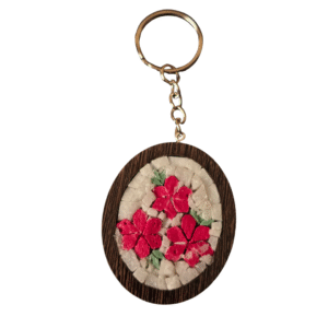 Handmade mosaic keychain featuring a beautiful heritage design with natural stones