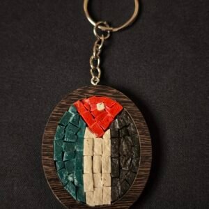 Handmade Mosaic Keychain – Jordan Flag Design with Natural Stone
