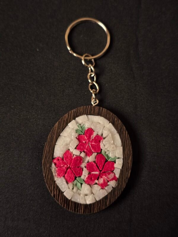 Handmade Mosaic Keychain – Natural Stone Art with Heritage Design