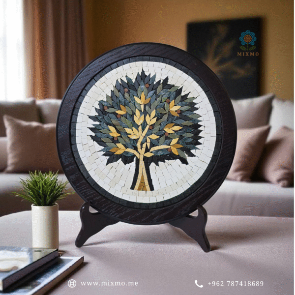 ⁦Olive Tree Mosaic Wall Art – Handmade Natural Stone 30x30 cm | MixMo⁩ - الصورة ⁦2⁩